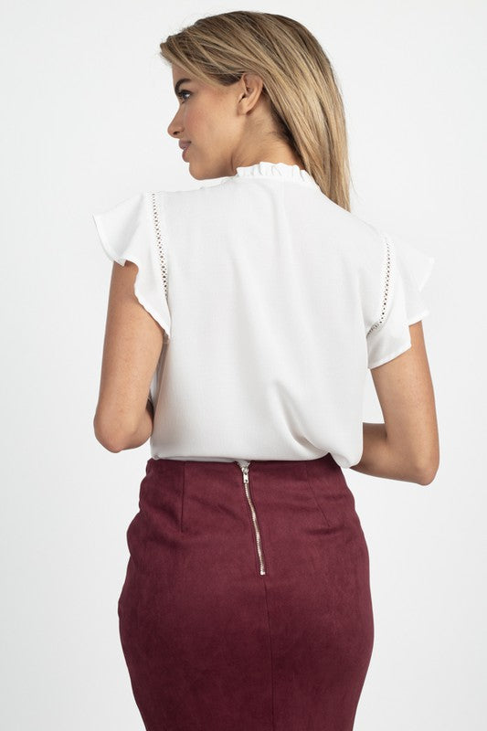 “Ruffle Mock Neck” - Top