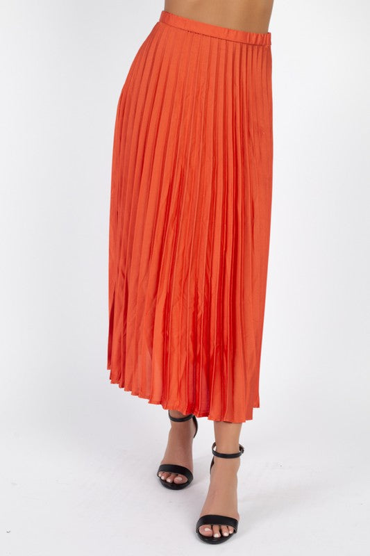 “Burnt Orange” - Pleated Skirt