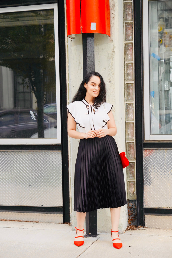 “Black Satin” - Pleated Skirt