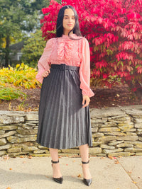 Grey Glittery - Pleated Skirt