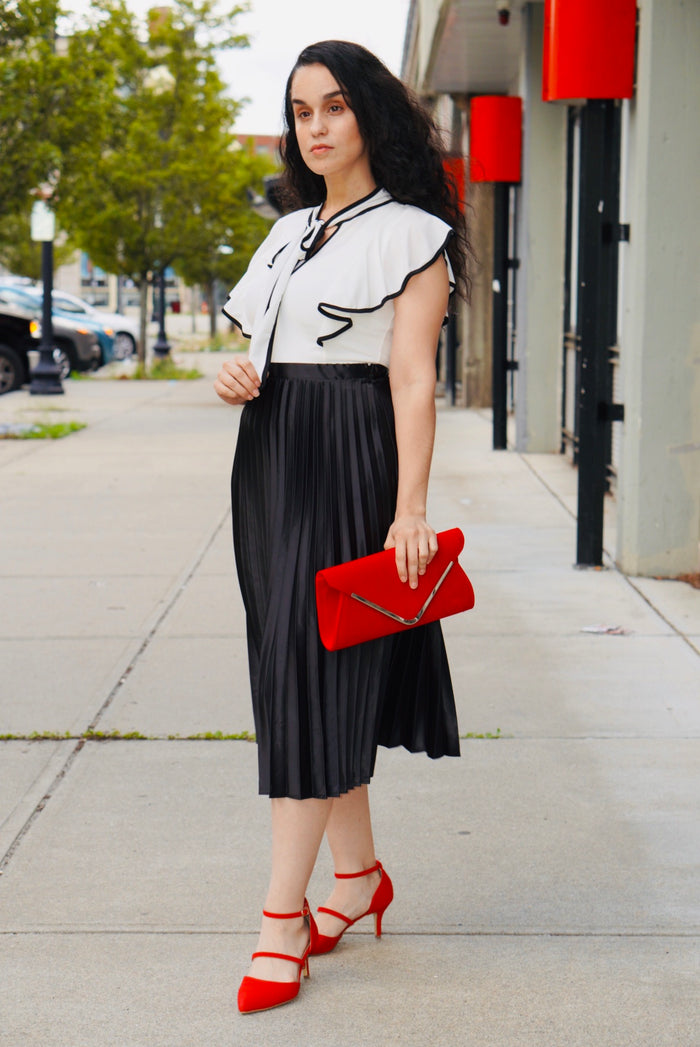 “Black Satin” - Pleated Skirt