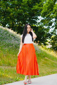 “Burnt Orange” - Pleated Skirt