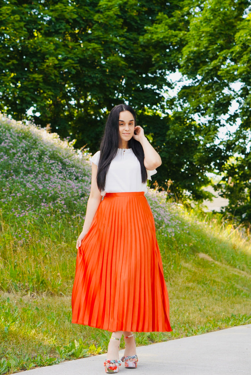 “Burnt Orange” - Pleated Skirt