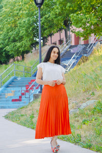 “Burnt Orange” - Pleated Skirt