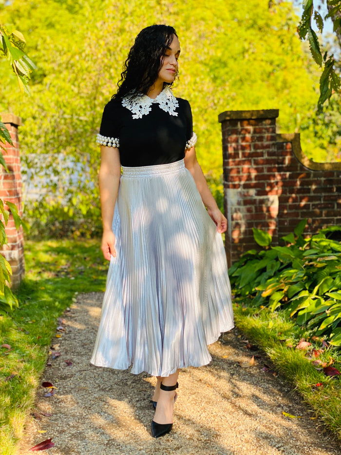 Silver - Pleated Skirt