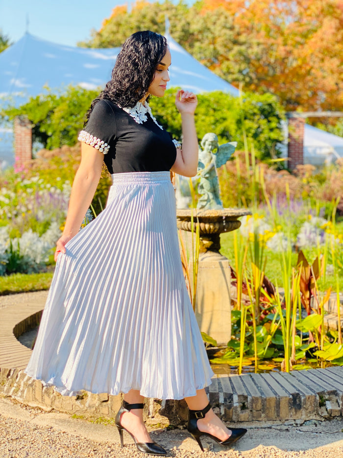 Silver - Pleated Skirt