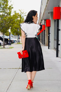 “Black Satin” - Pleated Skirt