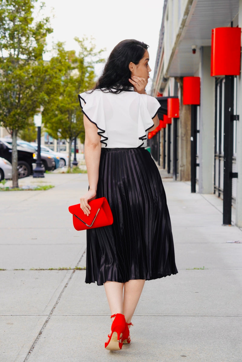 “Black Satin” - Pleated Skirt